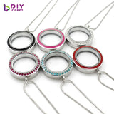 5pcs 30mm Round Twist Living Locket Pendant Floating Charm Chain Included