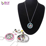 5pcs 30mm Round Twist Living Locket Pendant Floating Charm Chain Included