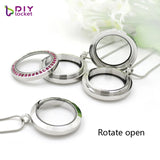 5pcs 30mm Round Twist Living Locket Pendant Floating Charm Chain Included