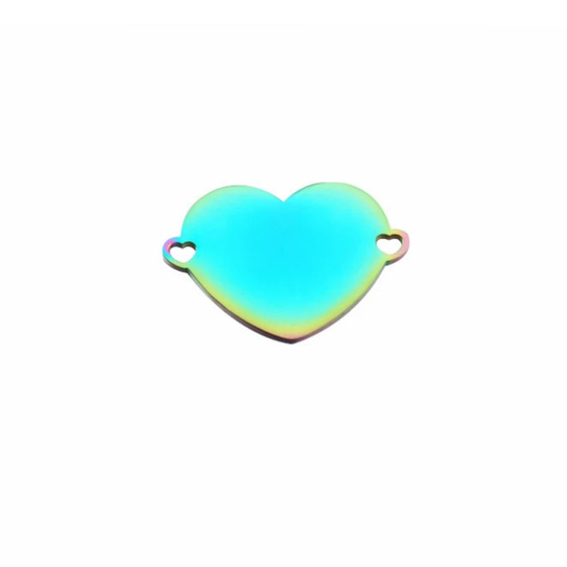 5pcs Stainless Steel Heart Love Charms Connectors DIY