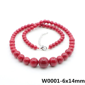 6-14mm Red Pearl Coral Necklace 18inch Christmas Wedding Jewelry