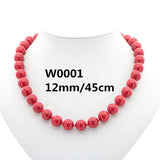 6-14mm Red Pearl Coral Necklace 18inch Christmas Wedding Jewelry