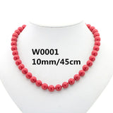6-14mm Red Pearl Coral Necklace 18inch Christmas Wedding Jewelry