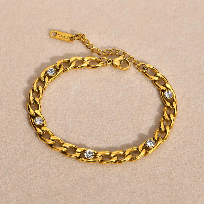6.2MM Zircon Chain Bracelet Silver Rhinestone Wrist Jewelry