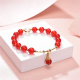 Natural Stone Crystal Charm Bracelet 7.5inch Y819