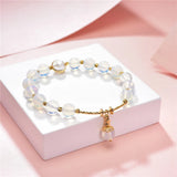 Natural Stone Crystal Charm Bracelet 7.5inch Y819