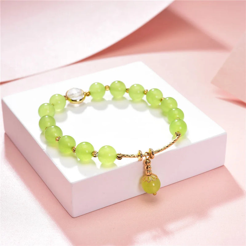 Natural Stone Crystal Charm Bracelet 7.5inch Y819
