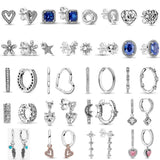 925 Silver Heart Stud Earrings CZ Sparkling Gift Women Love Engagement Jewelry