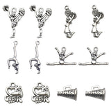 60Pcs Cheer Cheerleader Vintage Tibetan Silver Jewelry Making Pendant