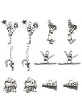 60Pcs Cheer Cheerleader Vintage Tibetan Silver Jewelry Making Pendant
