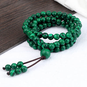 6MM Malachite Stone Bracelet 108 Beads Budda Necklace Charm Wrist Bangles