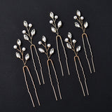 6pcs Pearl Rhinestone Hair Pins Forks for Women Wedding Hair Accessories