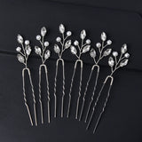 6pcs Pearl Rhinestone Hair Pins Forks for Women Wedding Hair Accessories