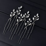 6pcs Pearl Rhinestone Hair Pins Forks for Women Wedding Hair Accessories