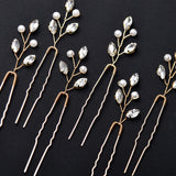 6pcs Pearl Rhinestone Hair Pins Forks for Women Wedding Hair Accessories
