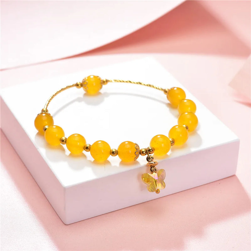 Bohemia Natural Stone Jades Round Beads Lucky Bracelet Women's Jewelry