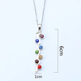 Chakra Stones Reiki Healing Crystal Rhinestone Pendant Necklace