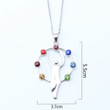 Chakra Stones Reiki Healing Crystal Rhinestone Pendant Necklace