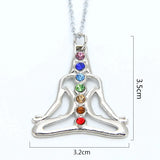 Chakra Stones Reiki Healing Crystal Rhinestone Pendant Necklace
