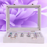 7 Slots Velvet Display Case Box Earring Ring Organizer Jewelry Tray
