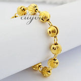 7mm Carved Beads Link Chain Yellow Bracelet DJB141