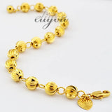 7mm Carved Beads Link Chain Yellow Bracelet DJB141