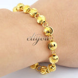 7mm Carved Beads Link Chain Yellow Bracelet DJB141