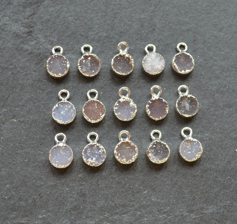 7mm Druzy Stone Pendant, Mini Crystal Charms for Jewelry