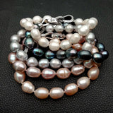 8' Gray Pink Purple Rice Pearl Bracelet