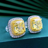 8x8 Yellow Diamond S925 Earrings 5A Zircon Manufacturer