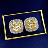 8x8 Yellow Diamond S925 Earrings 5A Zircon Manufacturer