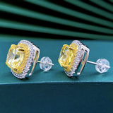 8x8 Yellow Diamond S925 Earrings 5A Zircon Manufacturer