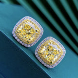 8x8 Yellow Diamond S925 Earrings 5A Zircon Manufacturer