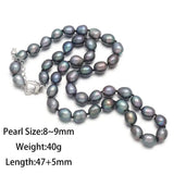 8-9mm Rice Grey Freshwater Pearl Necklace, 47cm Length