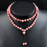 8MM Red Weathered Stone Bracelet Necklace Set