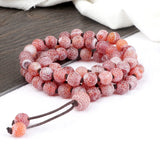 8MM Red Weathered Stone Bracelet Necklace Set