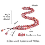 8MM Red Weathered Stone Bracelet Necklace Set