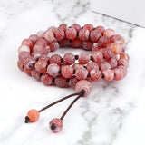 8MM Red Weathered Stone Bracelet Necklace Set