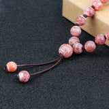 8MM Red Weathered Stone Bracelet Necklace Set