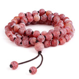 8MM Red Weathered Stone Bracelet Necklace Set