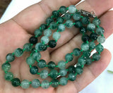 8mm Emerald Green Jade Gemstone Round Beads Necklace 18''