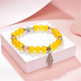 8mm Stone Crystal Tibetan Silver Pendant Bracelet Chakra Healing