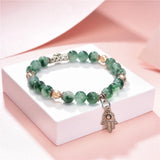 8mm Stone Crystal Tibetan Silver Pendant Bracelet Chakra Healing
