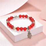 8mm Stone Crystal Tibetan Silver Pendant Bracelet Chakra Healing