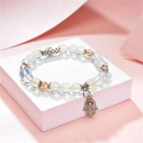 8mm Stone Crystal Tibetan Silver Pendant Bracelet Chakra Healing