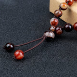 8mm Red Striped Agate Natural Stone Multilayer Bracelet Women 80 Beads Necklace