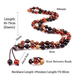 8mm Red Striped Agate Natural Stone Multilayer Bracelet Women 80 Beads Necklace