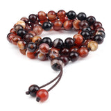 8mm Red Striped Agate Natural Stone Multilayer Bracelet Women 80 Beads Necklace