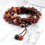8mm Red Striped Agate Natural Stone Multilayer Bracelet Women 80 Beads Necklace