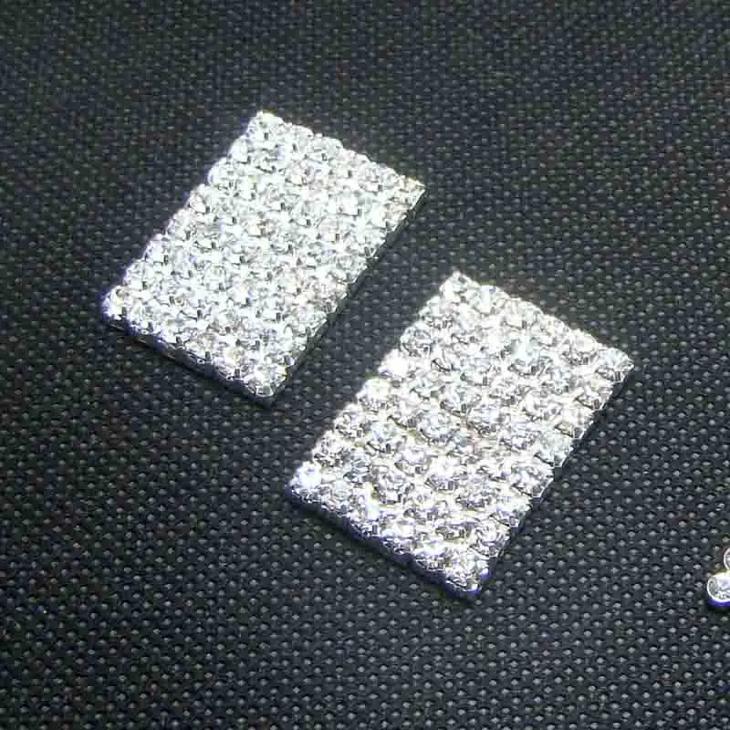 30pcs 8x6 Rhinestone Rectangle Flatback Buttons for Garment Decoration
